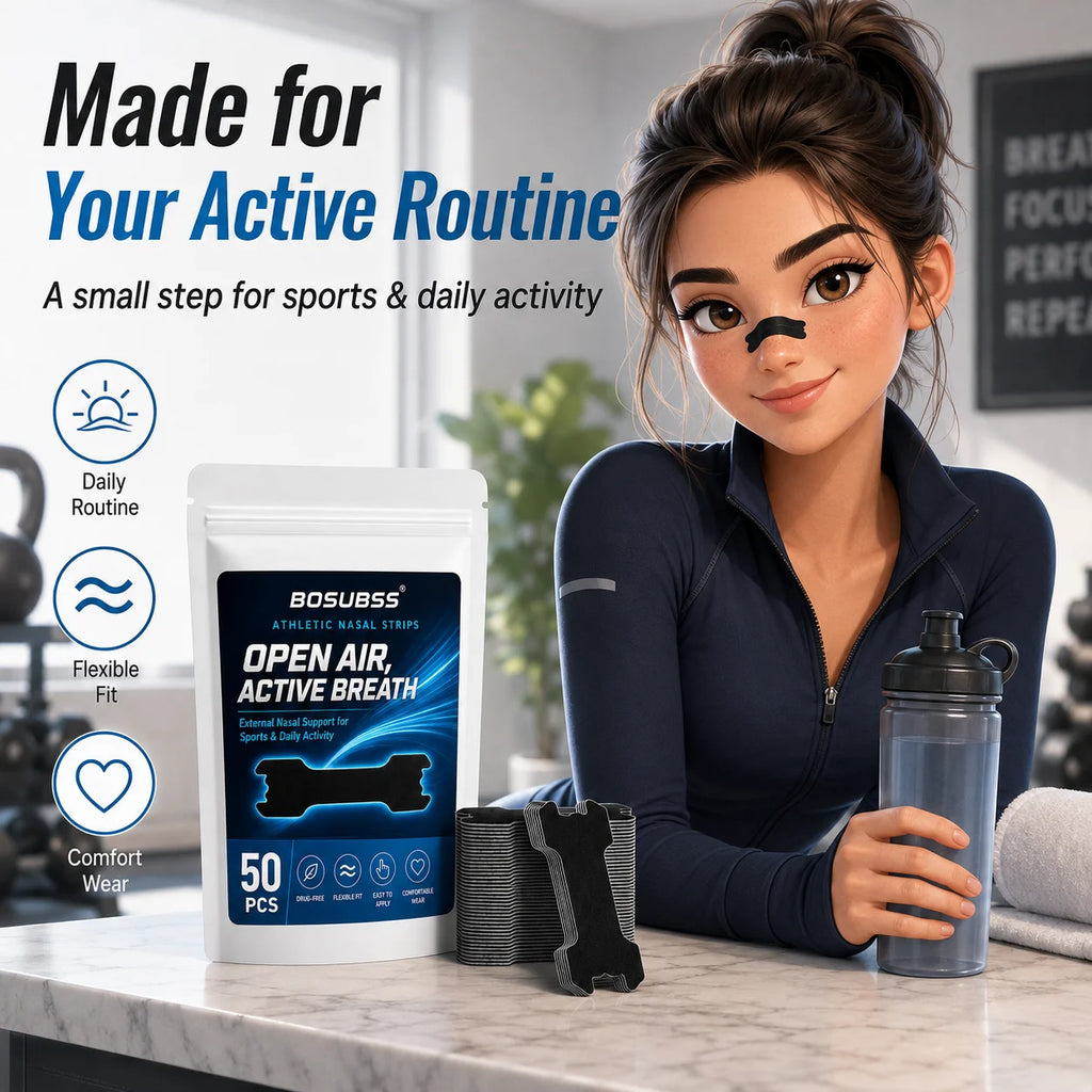 Performance Nose Strips for Breathing (50 Count) - Oil & Sweat Proof Adhesive - Athletic Nasal Strips for Snoring